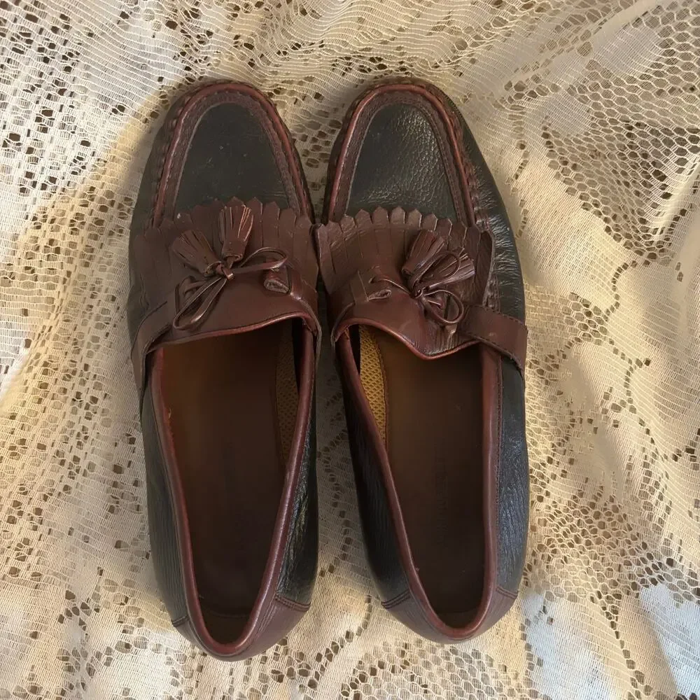 Johnston & Murphy Aragon II Men's US 12 D Brown Leather Tassel Loafer Shoes